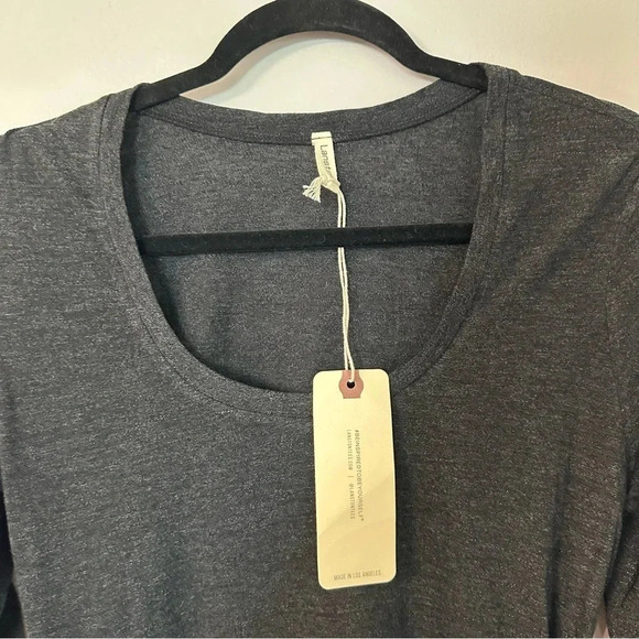 Lanston Women’s Gray Long Sleeve Scoop Neck Fitted Side Ruched Dress Size L NWT - Picture 3 of 9